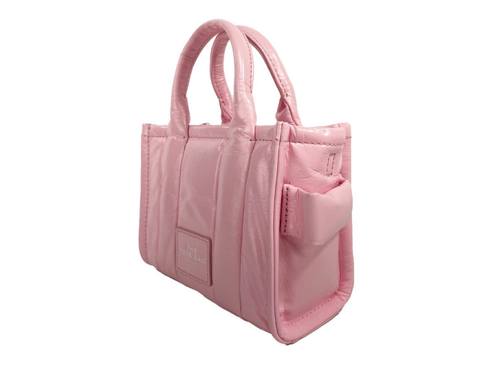 Marc Jacobs The Shiny Crinkle Micro Tote Bubblegum Leather Crossbody Marc Jacobs