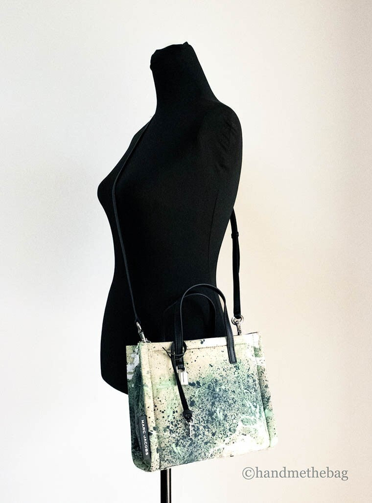 Marc Jacobs Mini Green Multi Splatter Paint Print Nylon Crossbody Tote Handbag Marc Jacobs