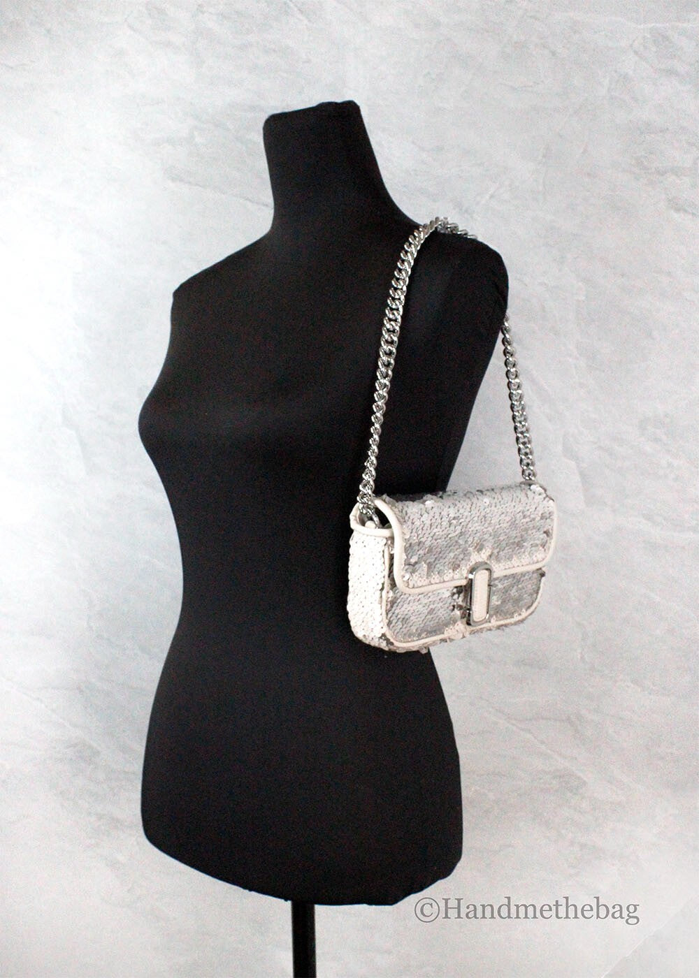 Marc Jacobs The Mini J Marc Shoulder Bag Cream Sequined Crossbody Bag Marc Jacobs