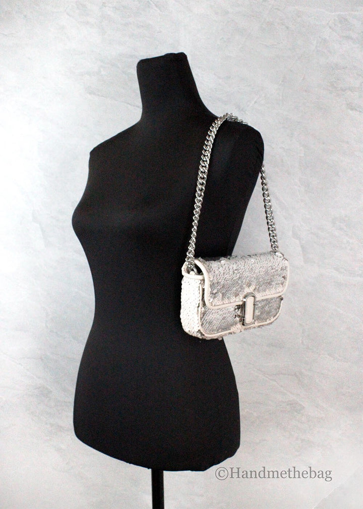 Marc Jacobs The Mini J Marc Shoulder Bag Cream Sequined Crossbody Bag Marc Jacobs