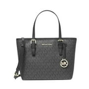Michael Kors XS Carry All Jet Set Travel Womens Tote (BLACK SIG/GOLD) Michael Kors
