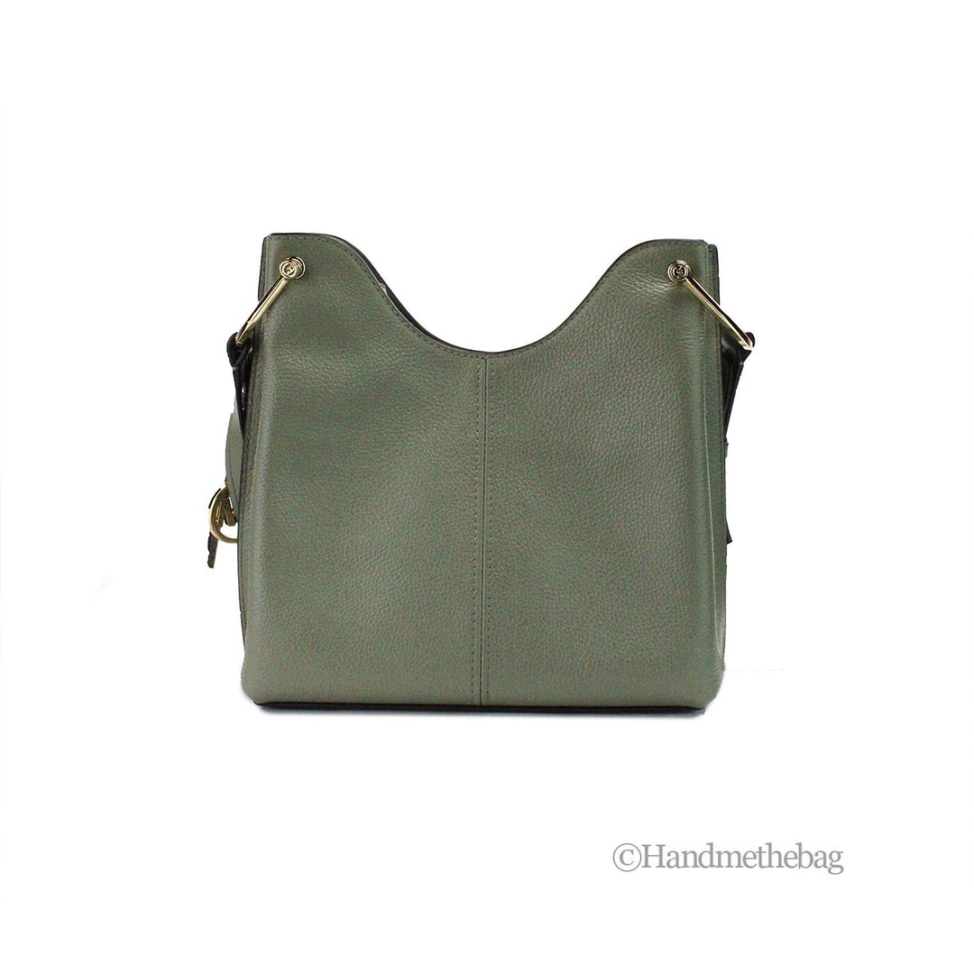 Michael Kors Joan Small Green Perforated Suede Leather Slouchy Messenger Handbag Michael Kors