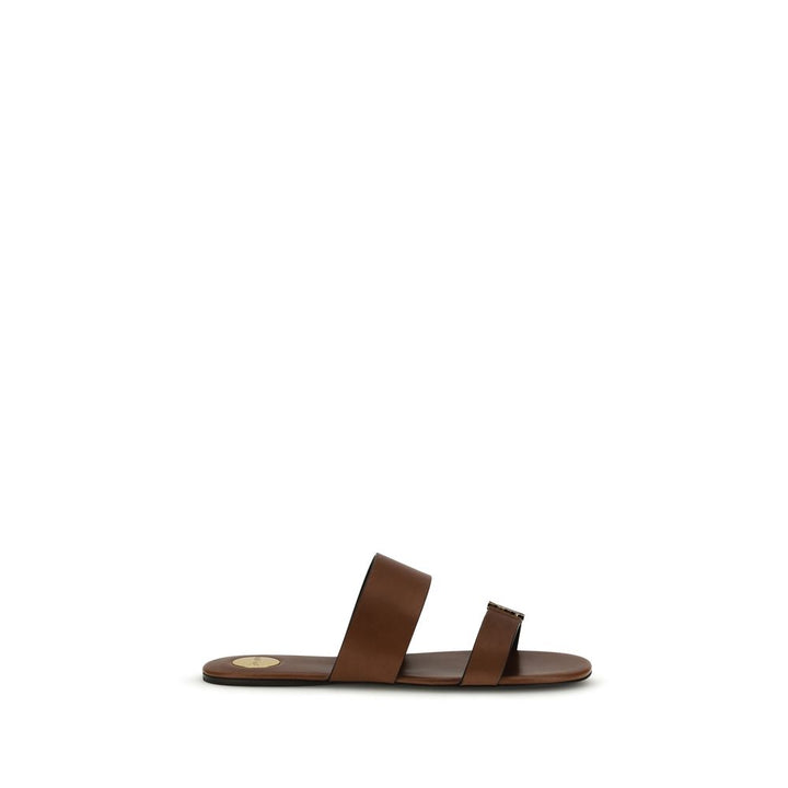 Brown Calf Leather Bos Taurus Flat Sandals Saint Laurent