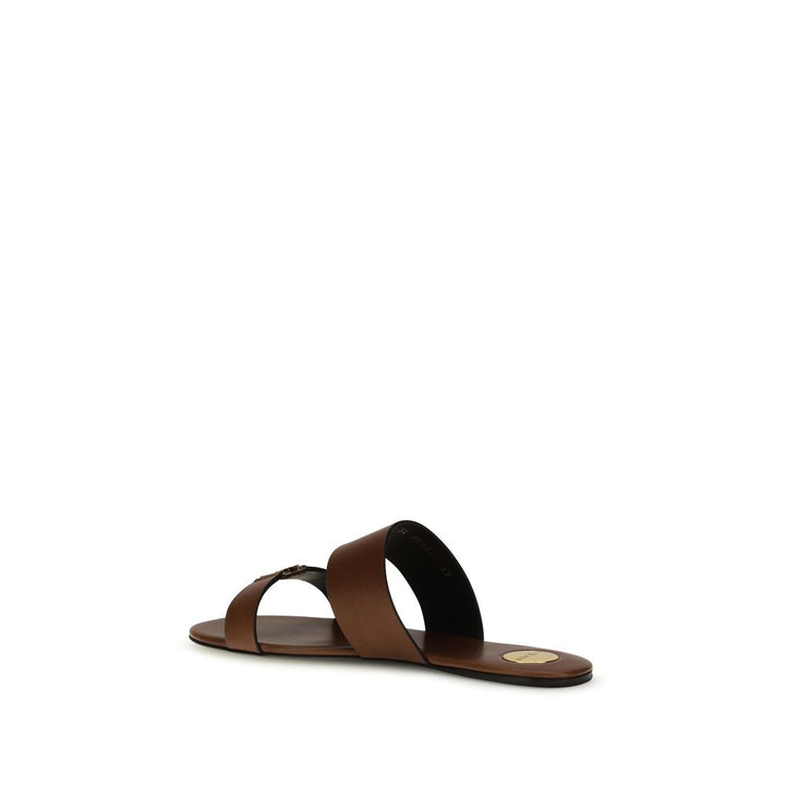 Brown Calf Leather Bos Taurus Flat Sandals Saint Laurent