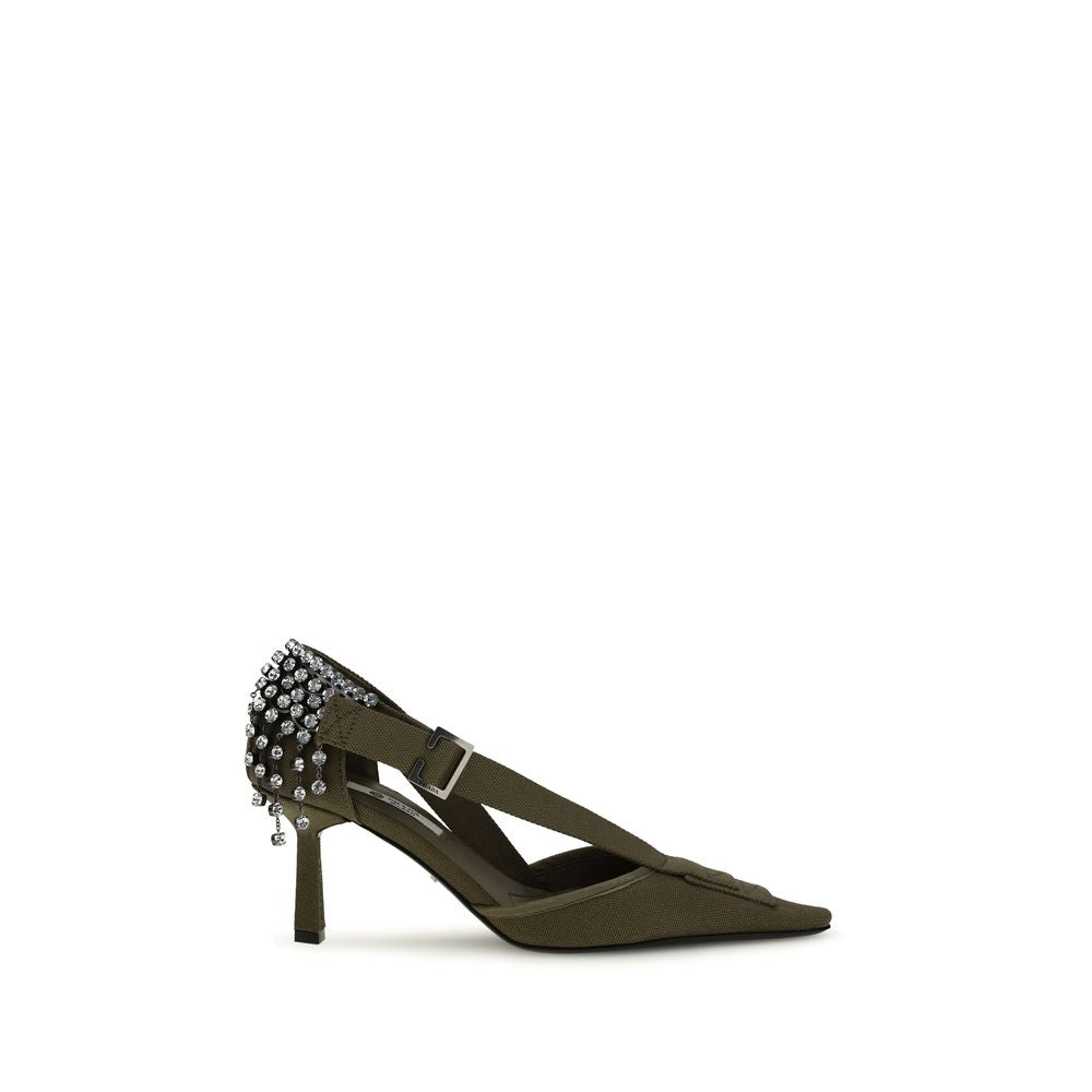 Bicolor Cotton High Heel Pumps Prada