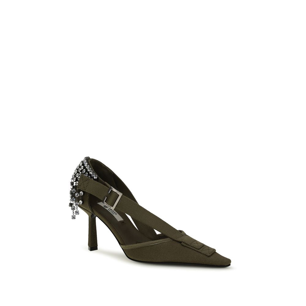 Bicolor Cotton High Heel Pumps Prada