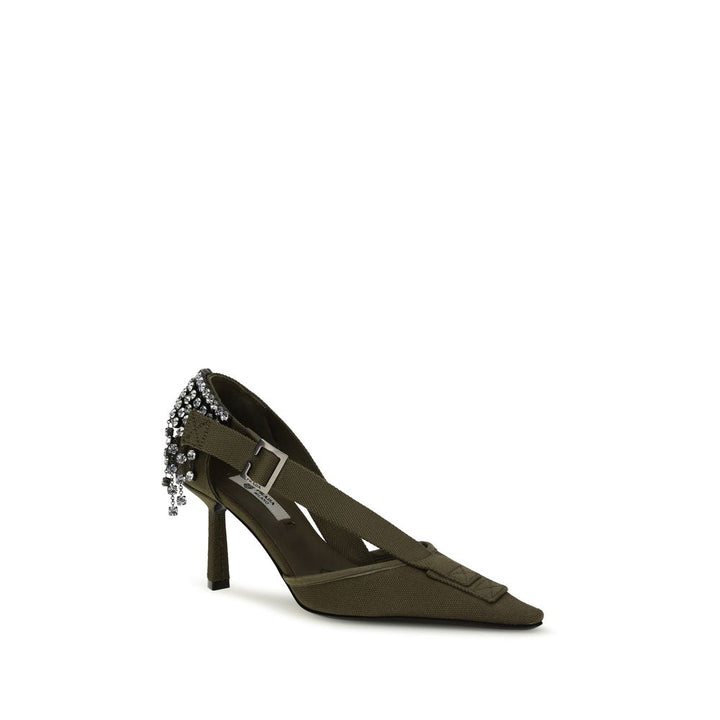 Bicolor Cotton High Heel Pumps Prada