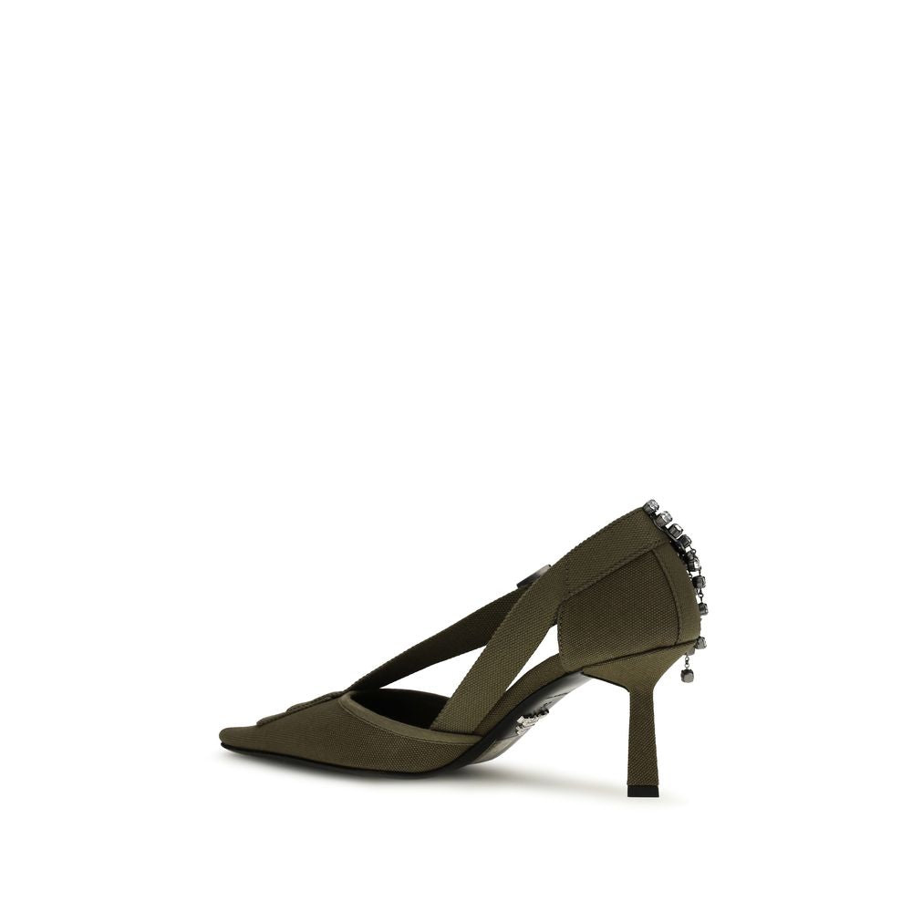 Bicolor Cotton High Heel Pumps Prada