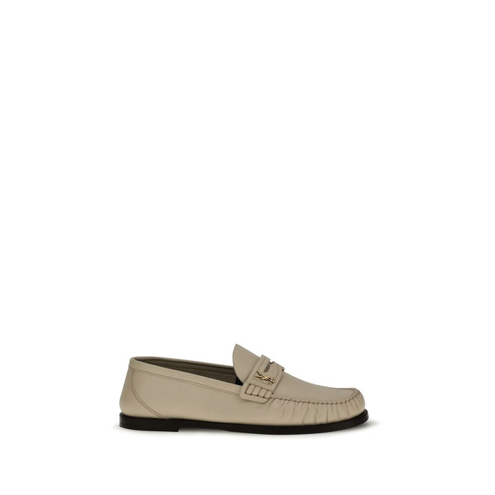 Beige Calf Leather Bos Taurus Slip-On Loafers Saint Laurent
