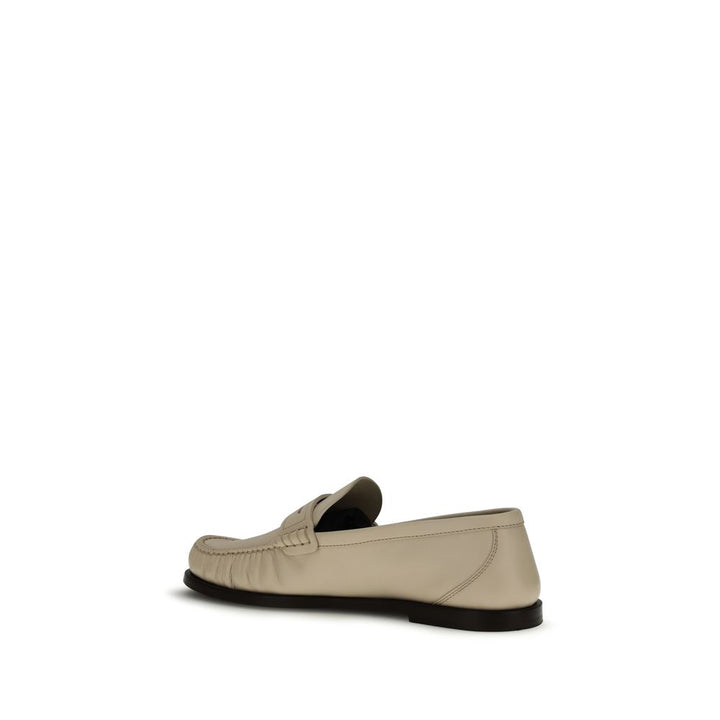 Beige Calf Leather Bos Taurus Slip-On Loafers Saint Laurent