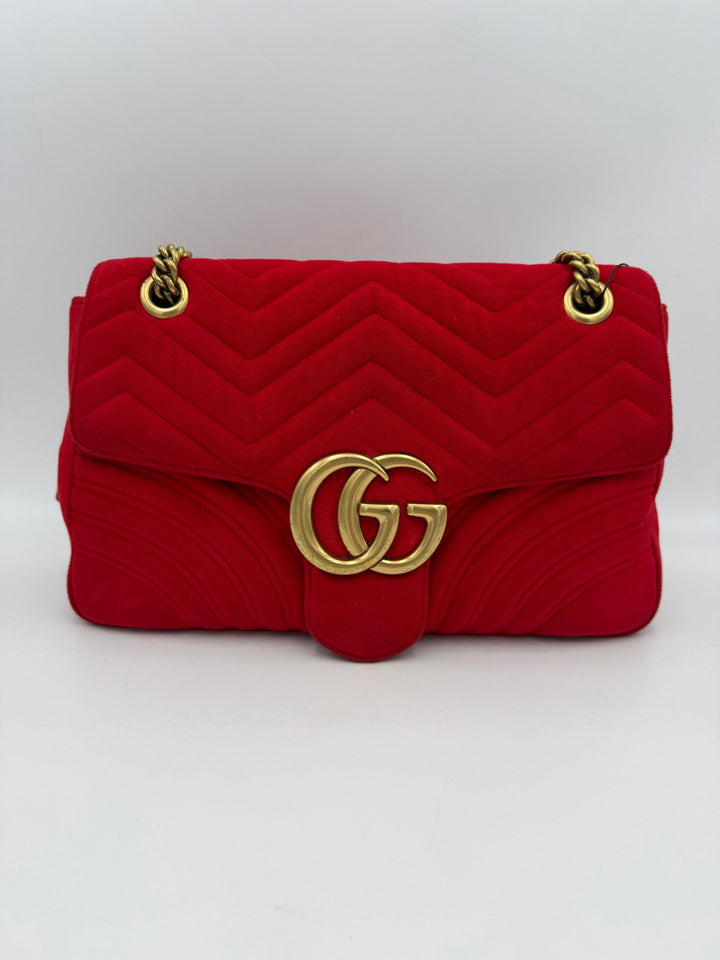 GUCCI MARMONT Red Velvet Handbag Gucci