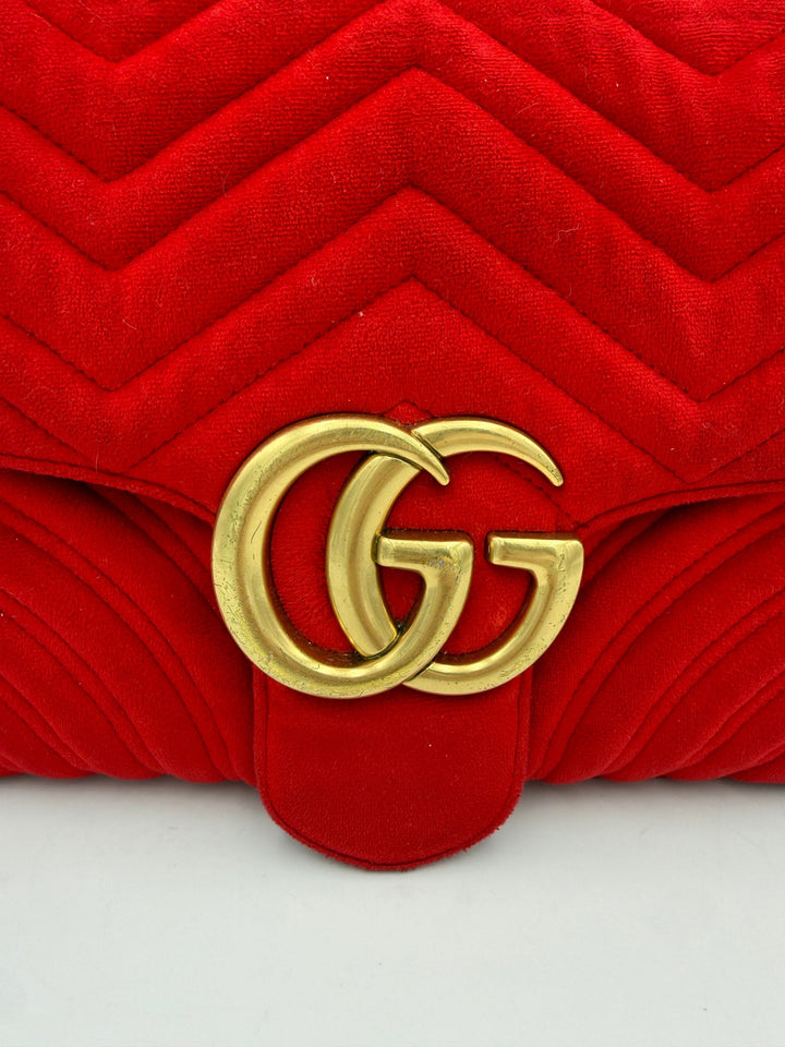 GUCCI MARMONT Red Velvet Handbag Gucci