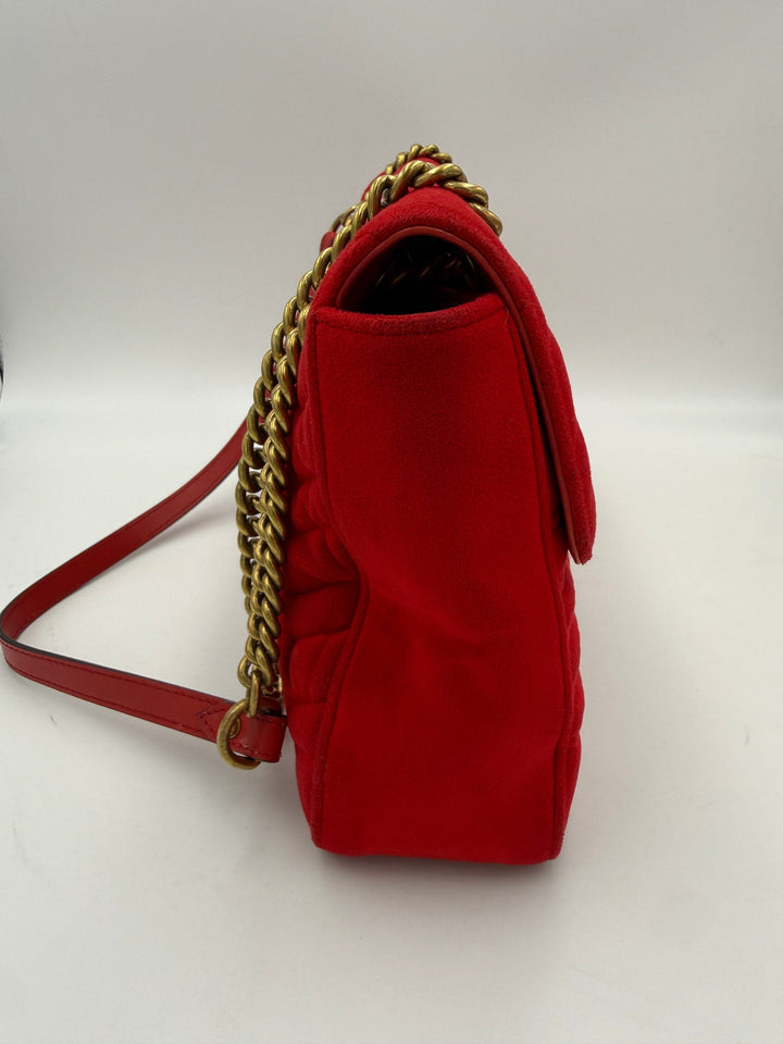 GUCCI MARMONT Red Velvet Handbag Gucci