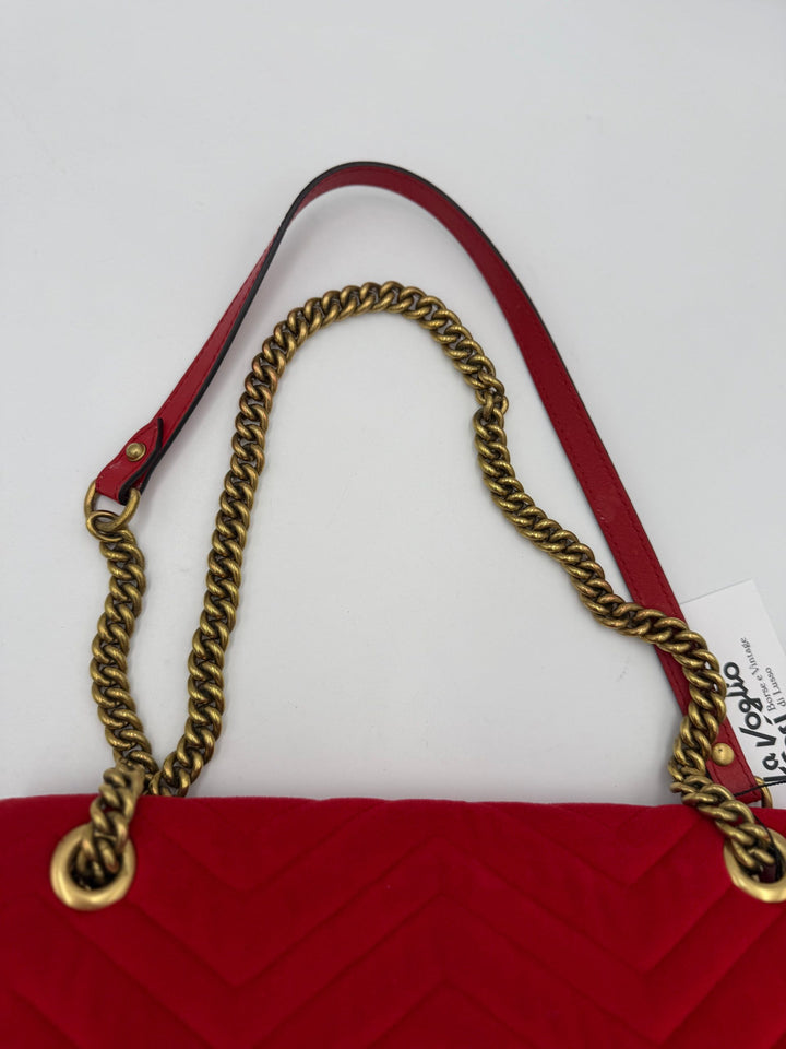 GUCCI MARMONT Red Velvet Handbag Gucci