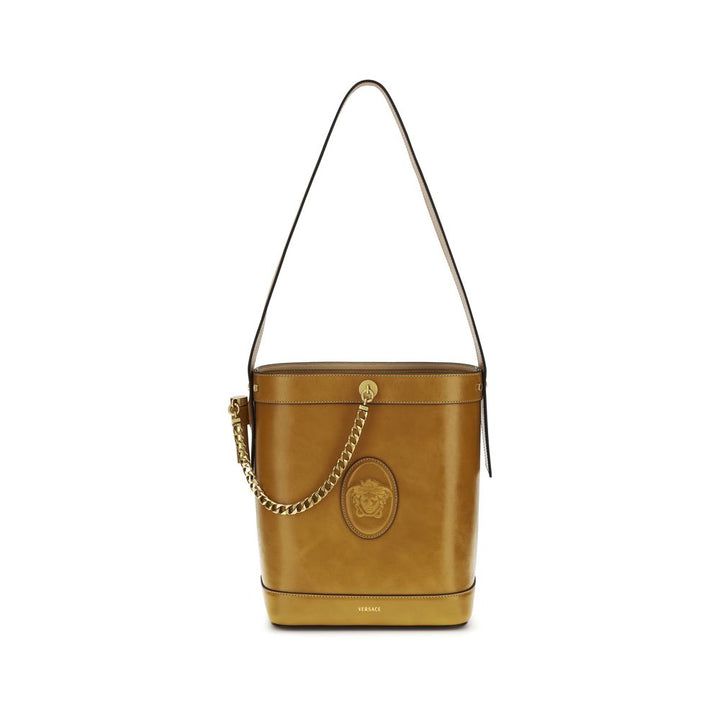 Brown Calf Leather Bos Taurus Backet Bag Versace
