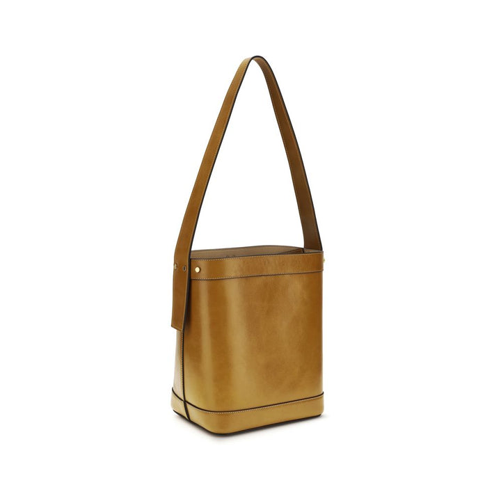 Brown Calf Leather Bos Taurus Backet Bag Versace