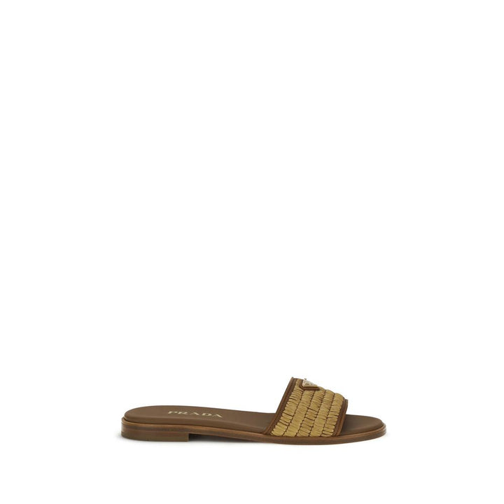 Brown Raffia Slippers Prada