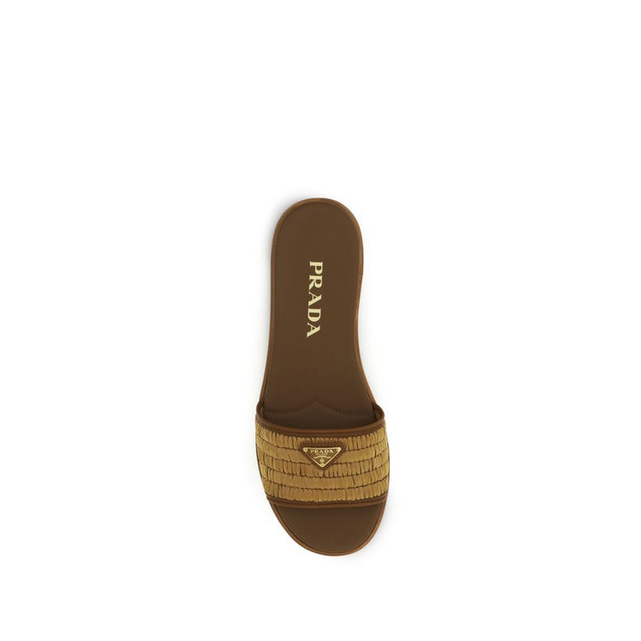 Brown Raffia Slippers Prada