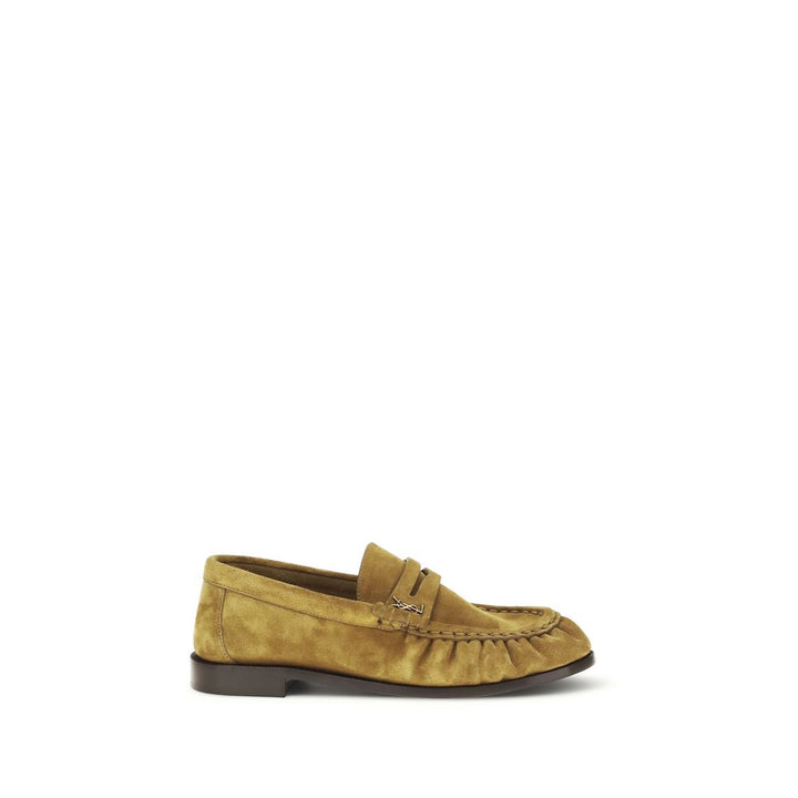 Beige Calf Leather Bos Taurus Slip-On Loafers Saint Laurent