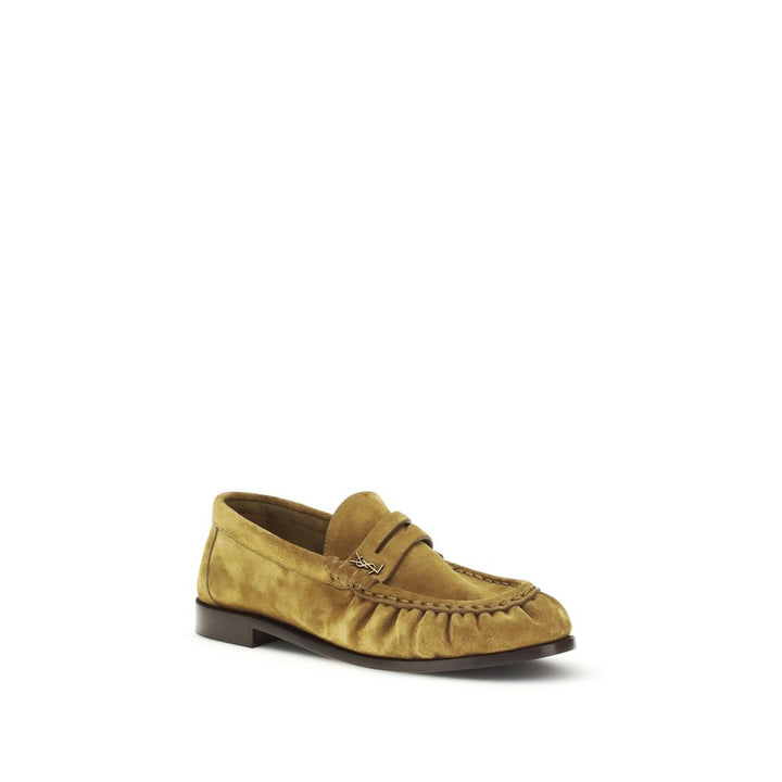 Beige Calf Leather Bos Taurus Slip-On Loafers Saint Laurent