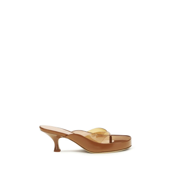Brown Calf Leather Bos Taurus Stiletto Heel Sandals Chloé
