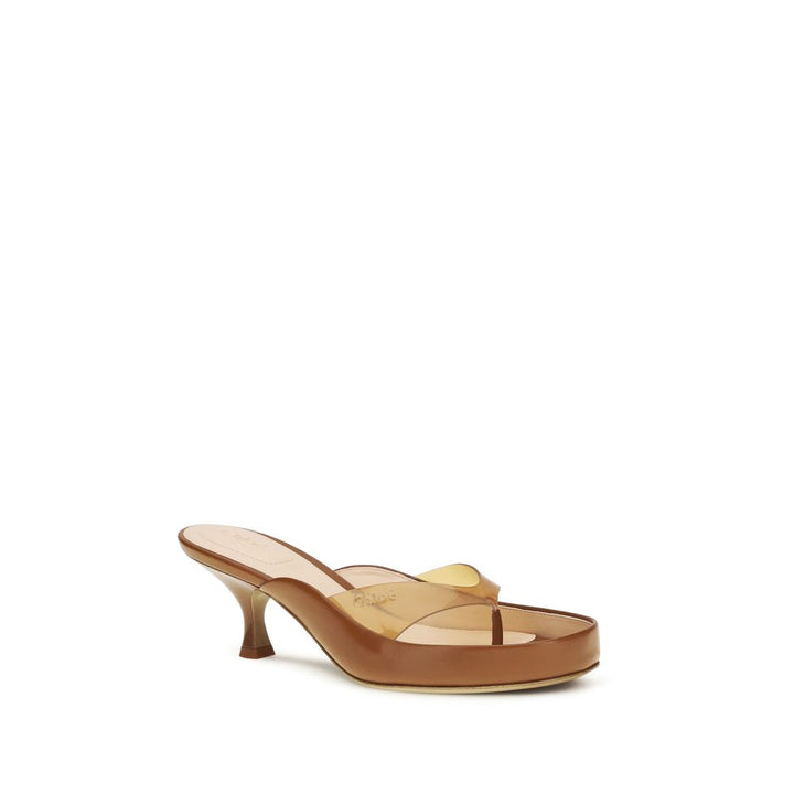Brown Calf Leather Bos Taurus Stiletto Heel Sandals Chloé
