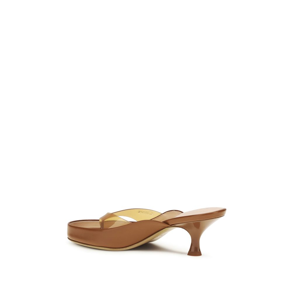 Brown Calf Leather Bos Taurus Stiletto Heel Sandals Chloé