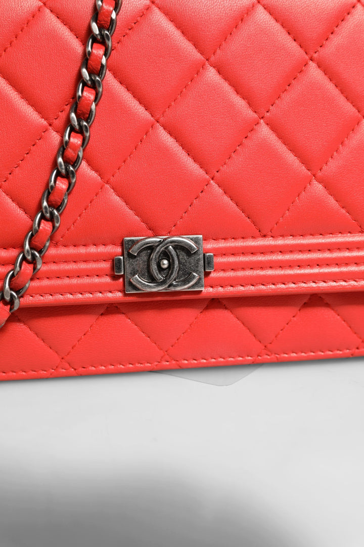 Chanel Boy Wallet on Chain Red Lambskin Chanel