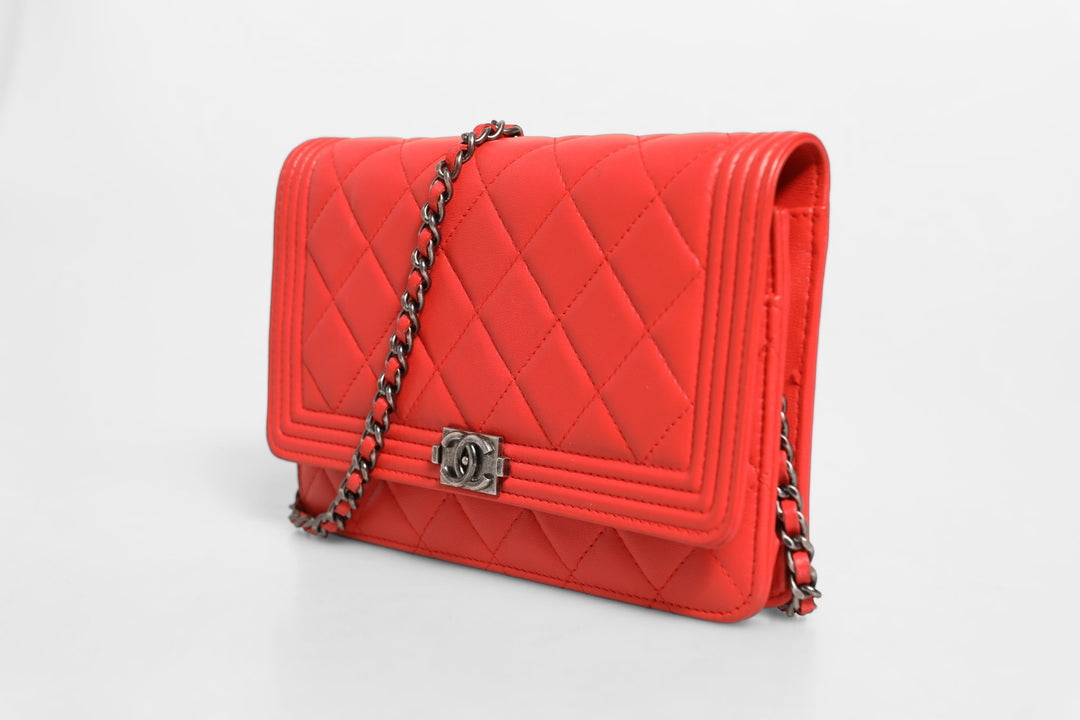 Chanel Boy Wallet on Chain Red Lambskin Chanel