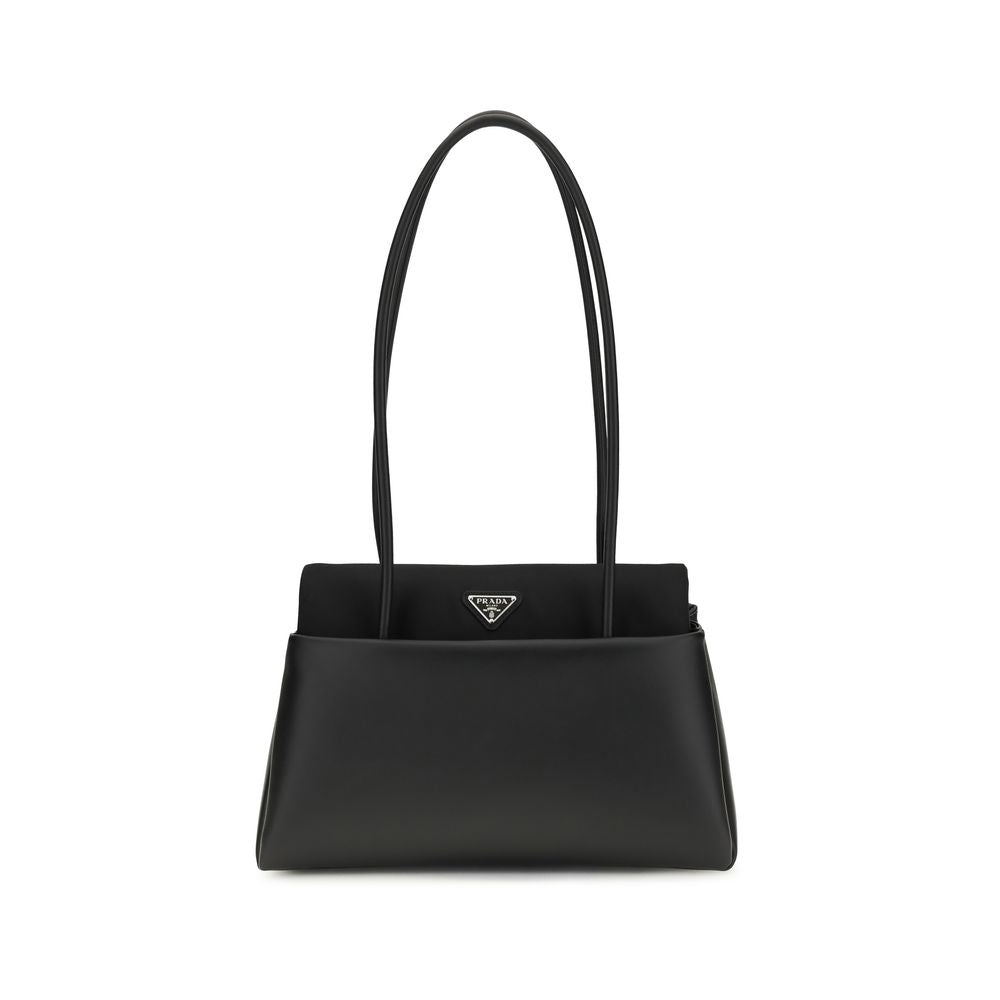 Black Calf Leather Bos Taurus Shoulder Bag Prada