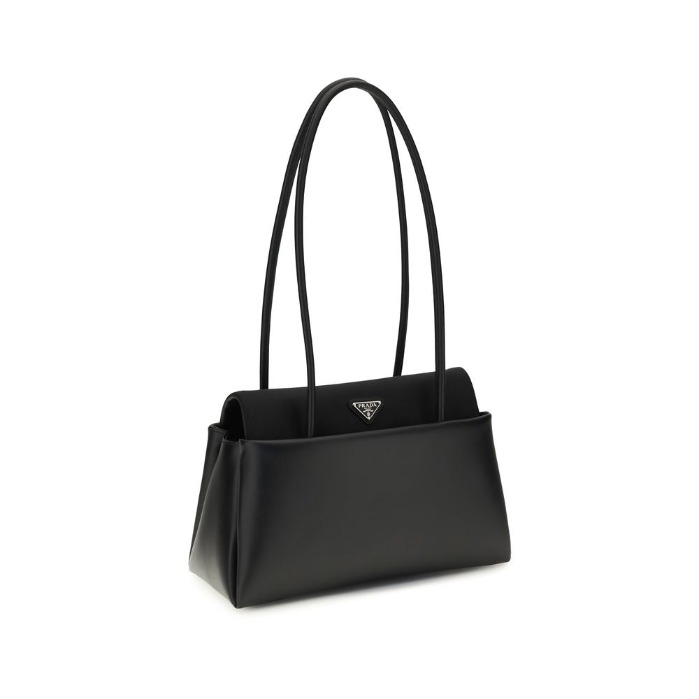 Black Calf Leather Bos Taurus Shoulder Bag Prada