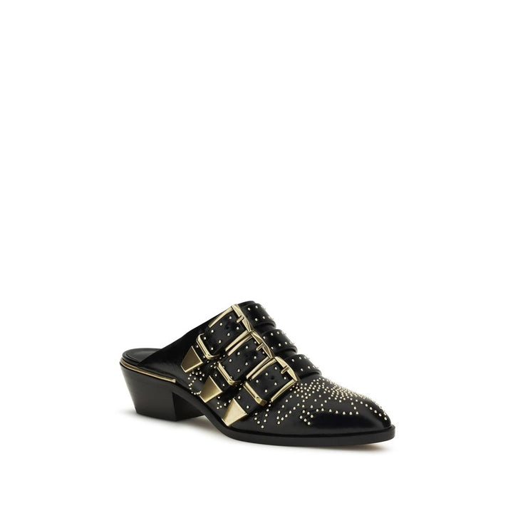 Black Calf Leather Bos Taurus Mules Chloé