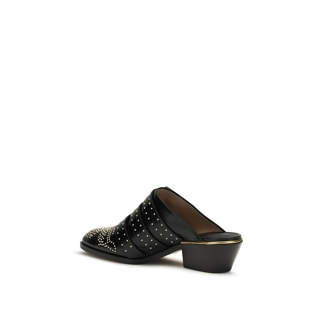 Black Calf Leather Bos Taurus Mules Chloé