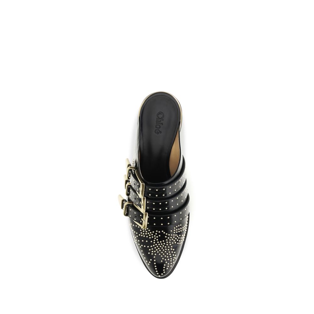Black Calf Leather Bos Taurus Mules Chloé
