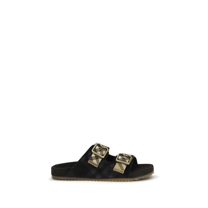 Black Calf Leather Bos Taurus Strap-On Sandals Burberry