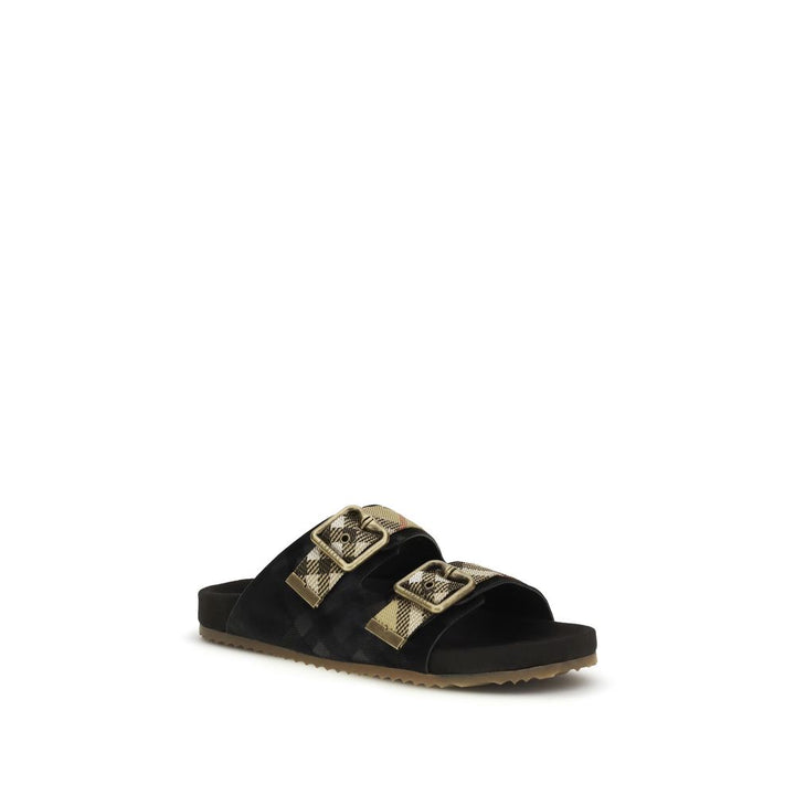 Black Calf Leather Bos Taurus Strap-On Sandals Burberry