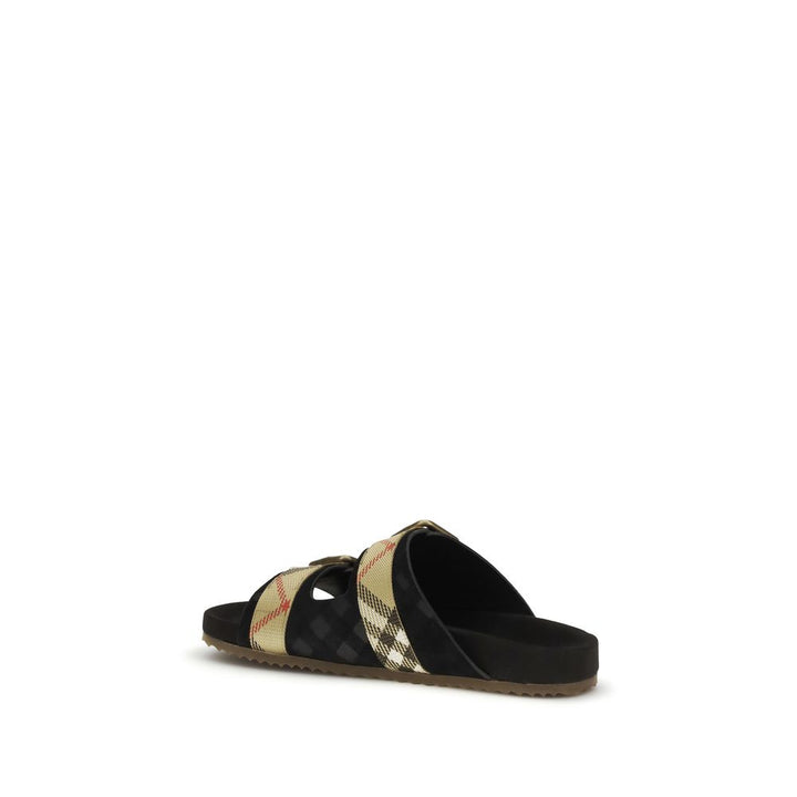 Black Calf Leather Bos Taurus Strap-On Sandals Burberry