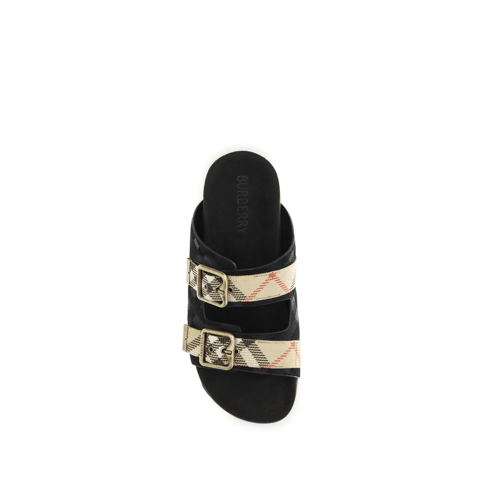 Black Calf Leather Bos Taurus Strap-On Sandals Burberry