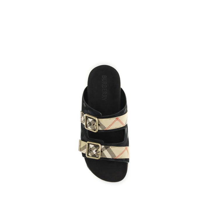 Black Calf Leather Bos Taurus Strap-On Sandals Burberry