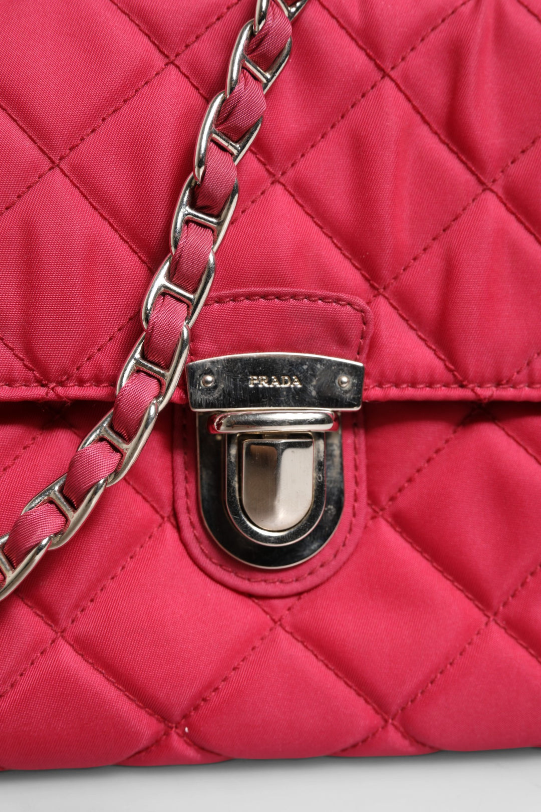 Prada Pink Quilted Tessuto Impuntu Nylon Flap Crossbody Bag Prada