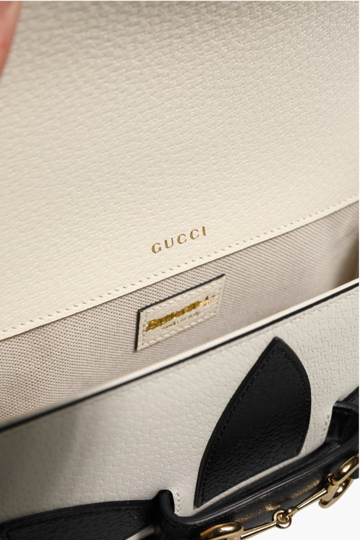 Gucci x Adidas Horsebit 1955 White Black Calfskin Leather Shoulder Bag Gucci