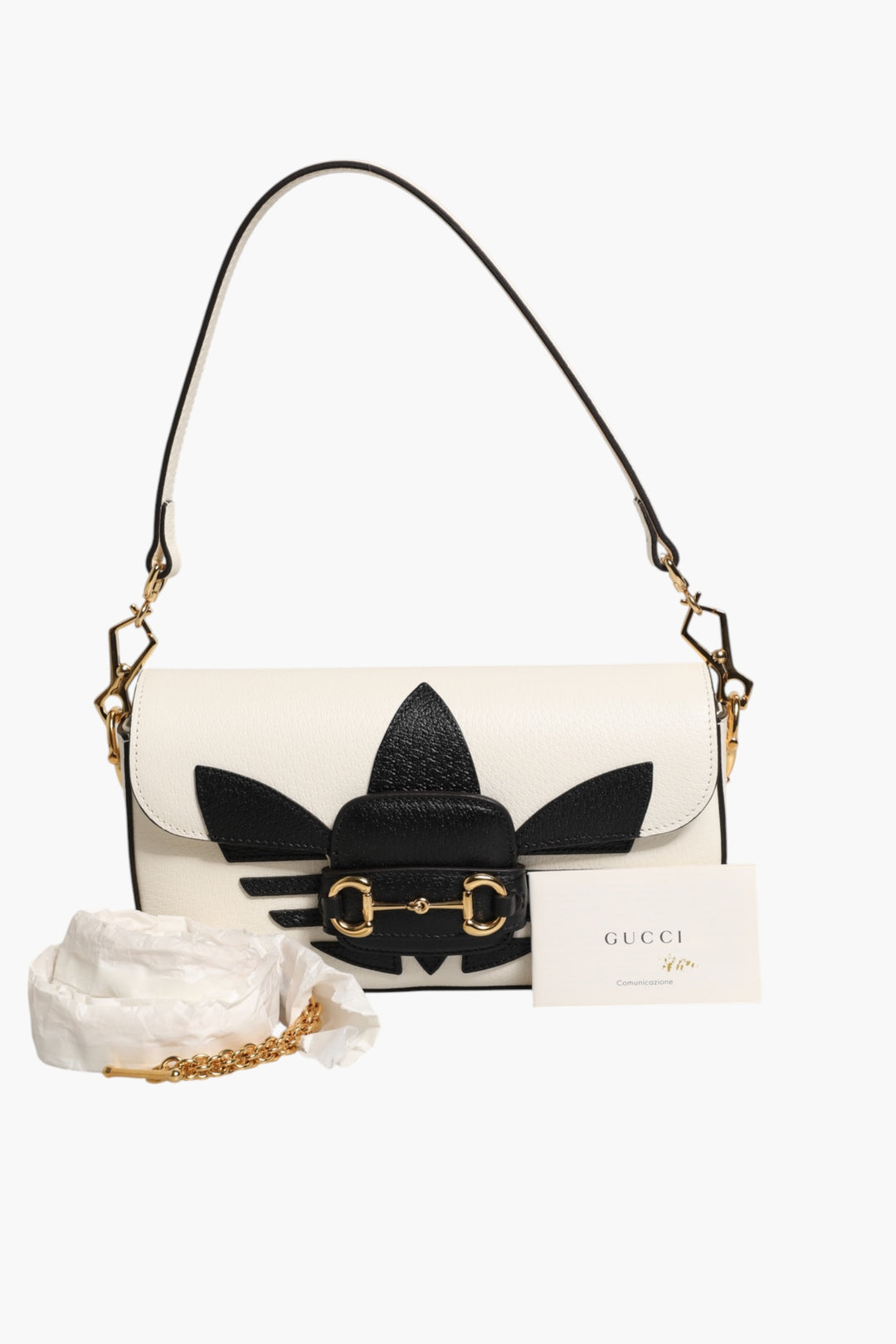 Gucci x Adidas Horsebit 1955  White Black Calfskin Leather Shoulder Bag Gucci