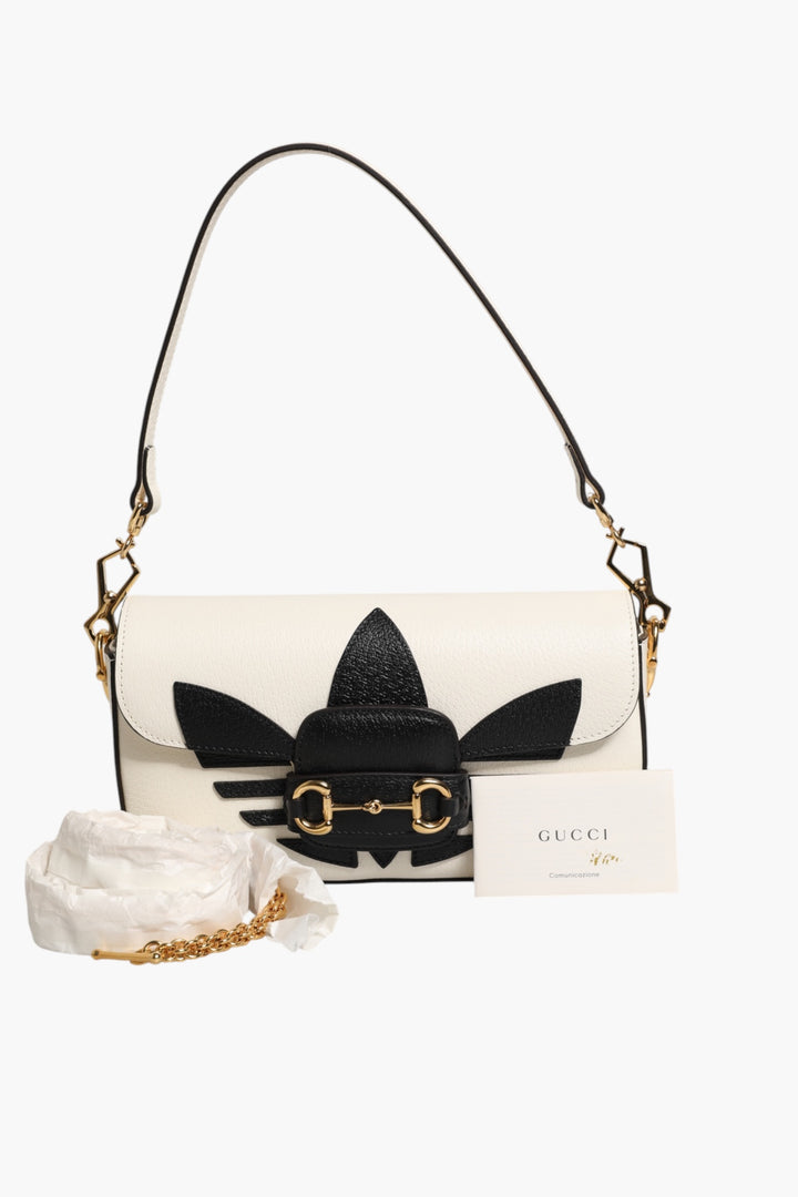 Gucci x Adidas Horsebit 1955  White Black Calfskin Leather Shoulder Bag Gucci