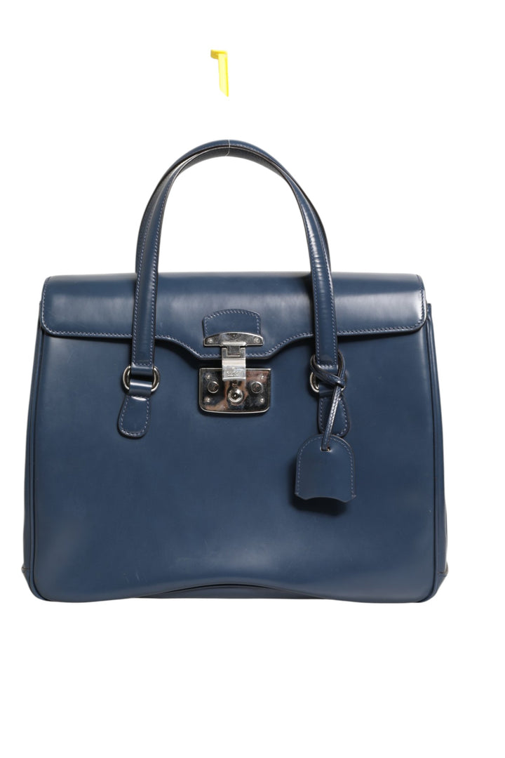 Blue Smooth Leather Lady Lock Shouler Bag Gucci