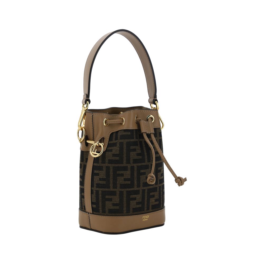 Brown Polyester Backet Bag Fendi