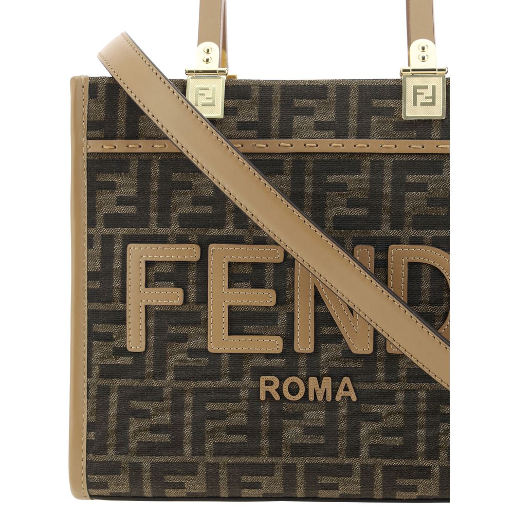 Brown Fabric Shoulder Bag Fendi