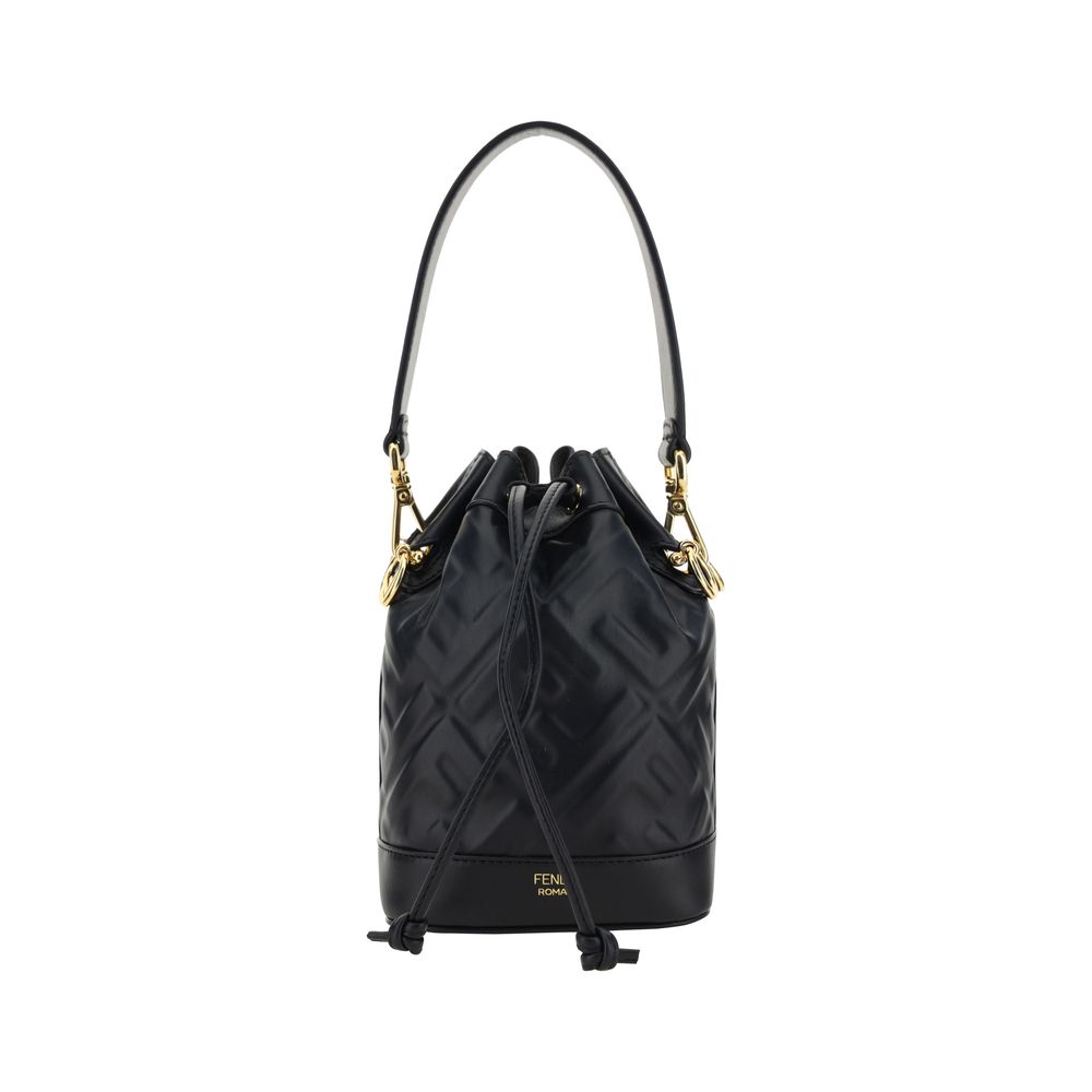 Black Calf Leather Bos Taurus Backet Bag Fendi