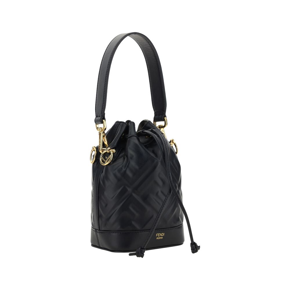 Black Calf Leather Bos Taurus Backet Bag Fendi