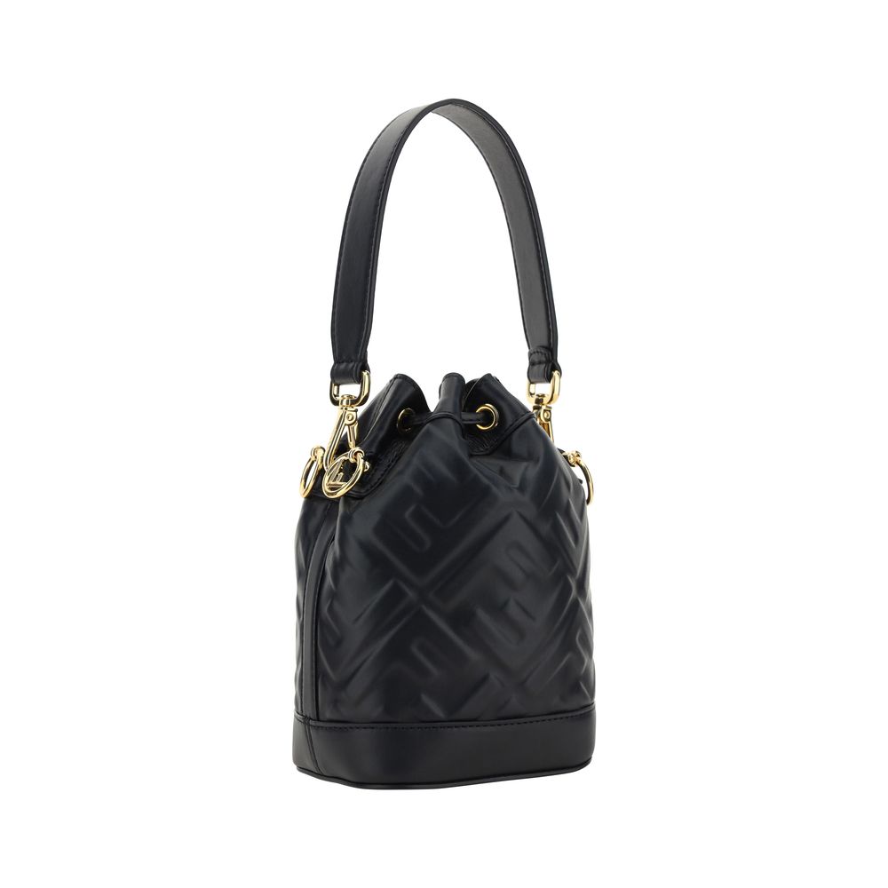 Black Calf Leather Bos Taurus Backet Bag Fendi