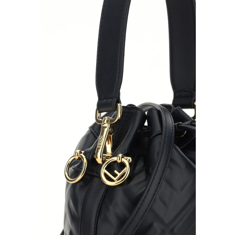 Black Calf Leather Bos Taurus Backet Bag Fendi